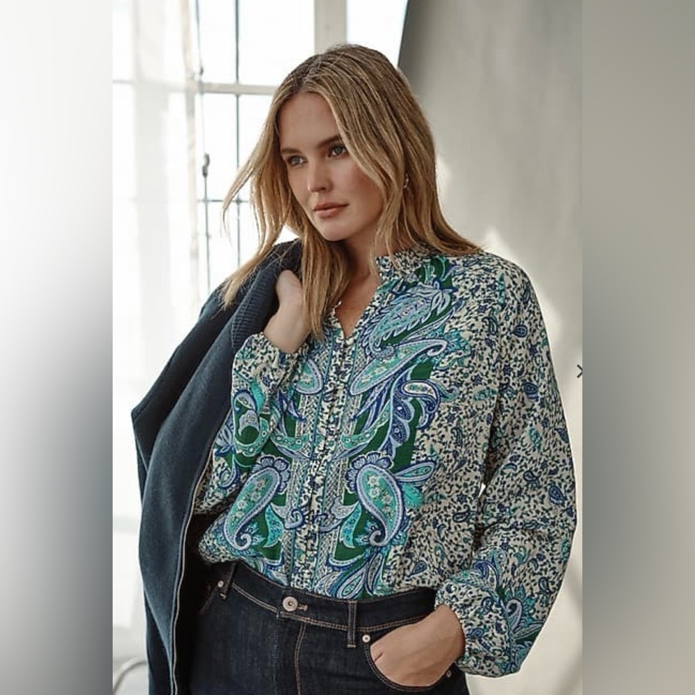 NWT J.Jill Placed-Paisley Top, size LP - Picture 2 of 7